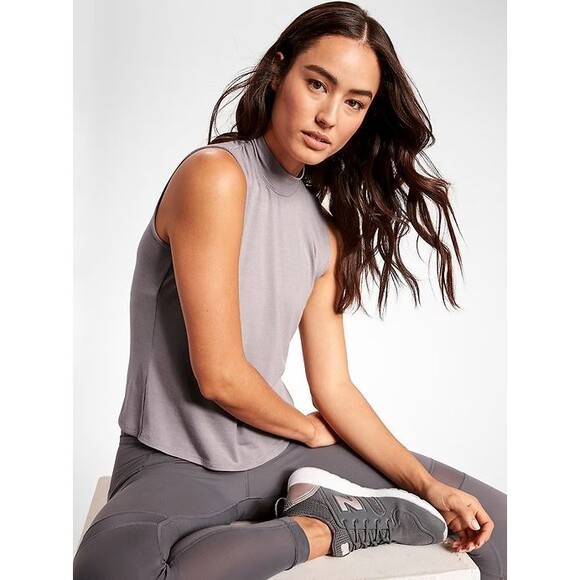 Athleta Threadlight Turtleneck Tank in Subway Grey Size MEDIUM - Picture 6 of 6